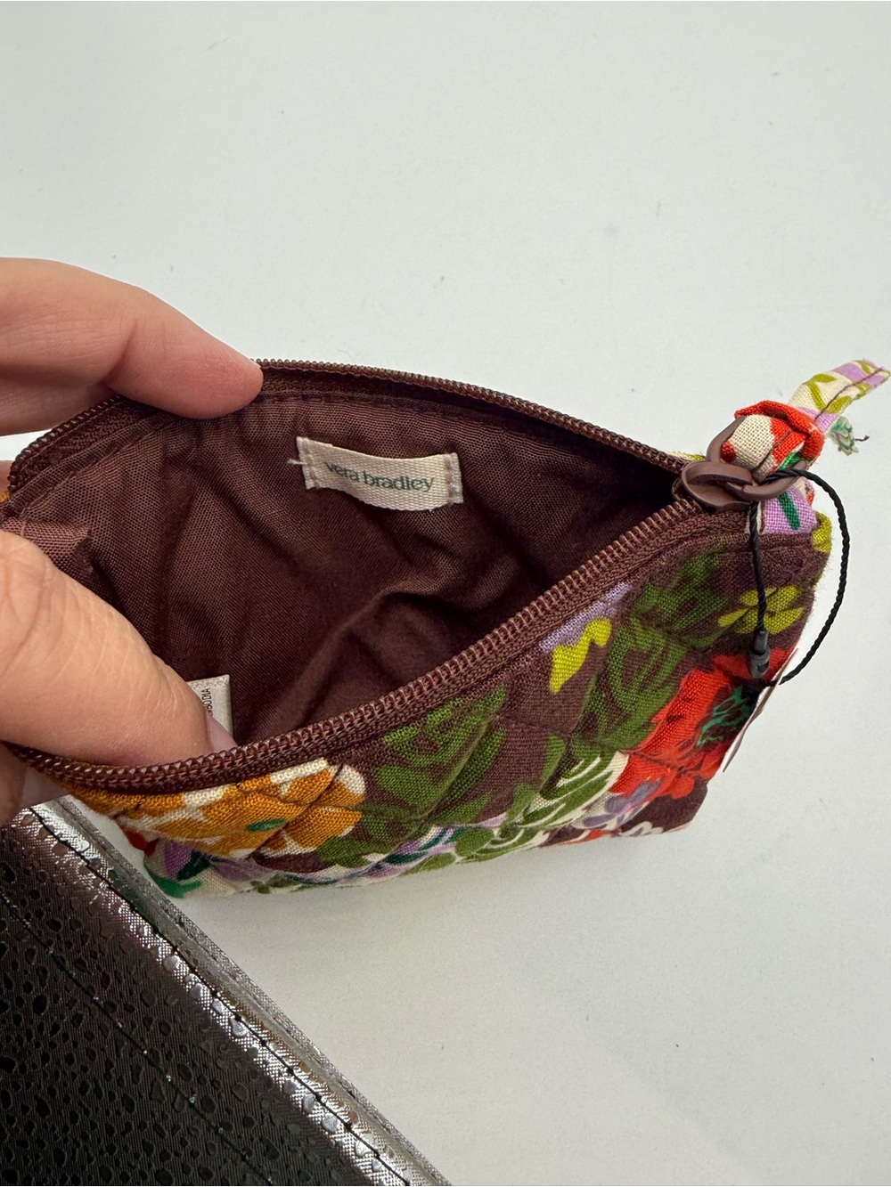 NWT Vera Bradley Outlet Evening Garden Essential Zip Quilted Pouch Coin Purse - Picture 4 of 4